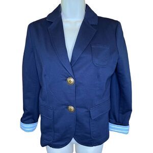 Burberry Blue Label Navy Cotton Knit Blazer Size 36